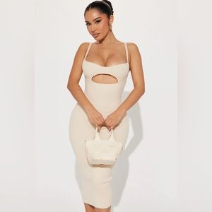 (New) Fashion Nova - Nicolette's Love Beige Midi Dress (Size S)